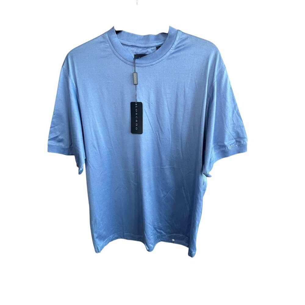 Toscano Men's Blue 100% Cotton Knit Crew Neck Pullover Shirt Size Medium NWT